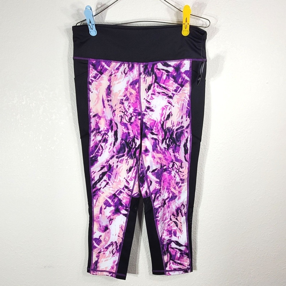Rise By Lularoe 1X High Waist Capri Leggings With Mesh Back Inserts Pockets NWT